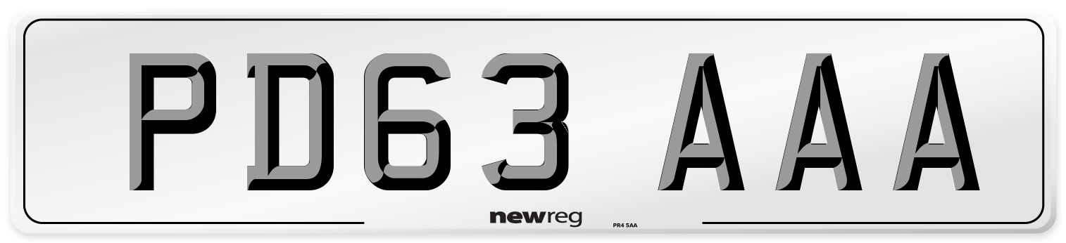 PD63 AAA Number Plate from New Reg